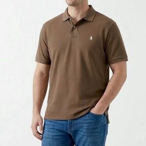 POLO RALPH LAUREN Classic Fit Mesh Polo Shirt Earth Tone Brown Mesh Cotton XXL